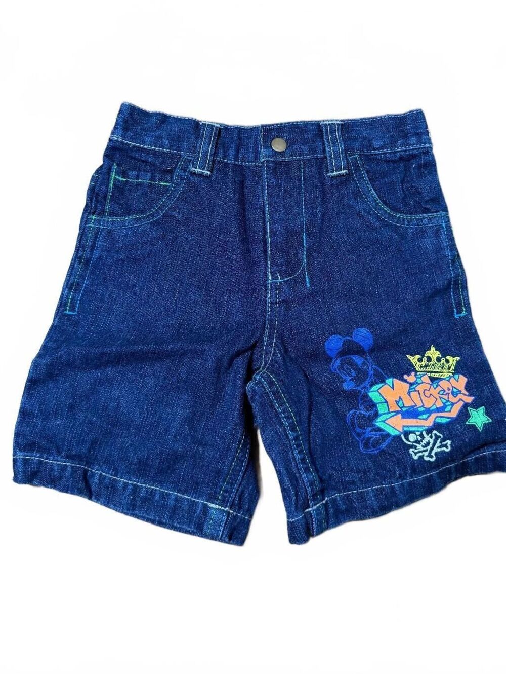 2000s Disney Boys' Mickey Mouse Denim Shorts Size 18M